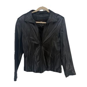 Wilsons Leather Jacket Womens Medium Full Zip Maxima Lined Coat Pockets